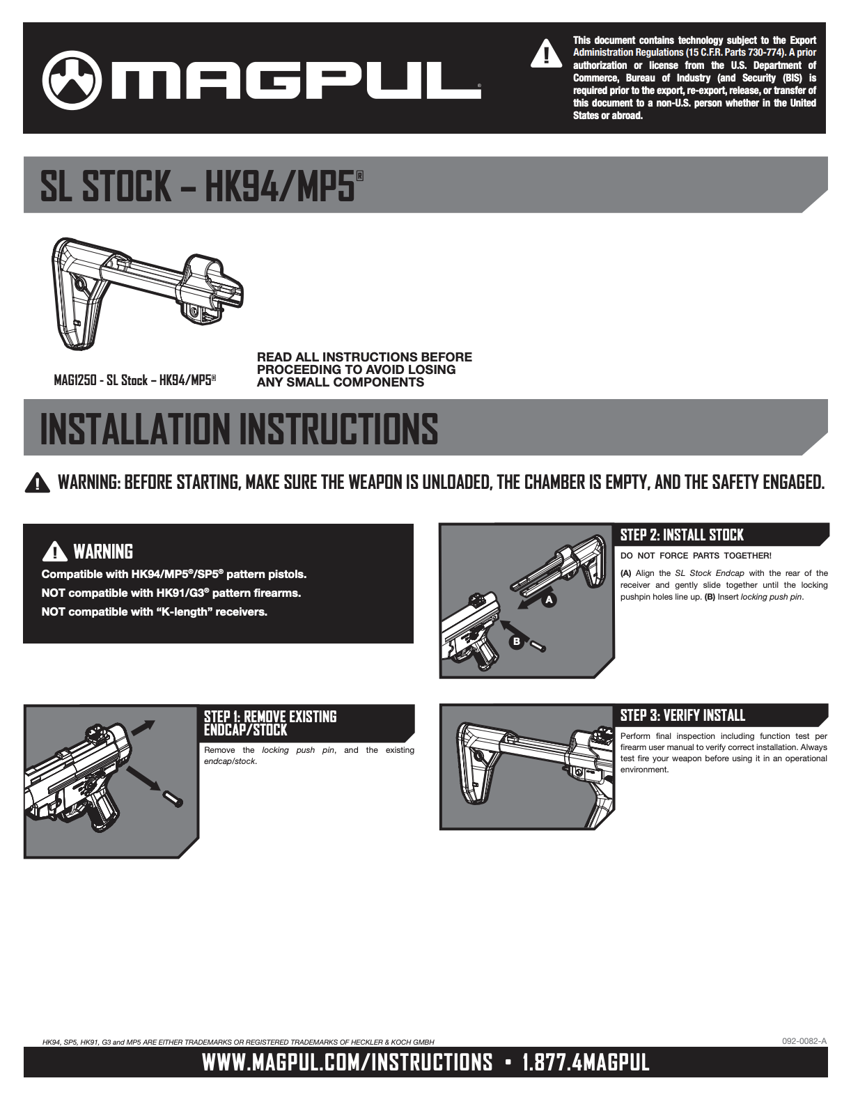 Magpul SL Stock HK94/MP5 – Instructions PDF